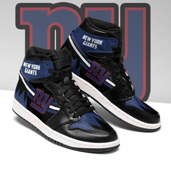 Women's New York Giants AJ High Top Leather Sneakers 003 - Click Image to Close